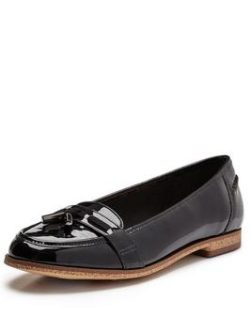 Clarks Angelica Crush Flat Shoes - Black Patent